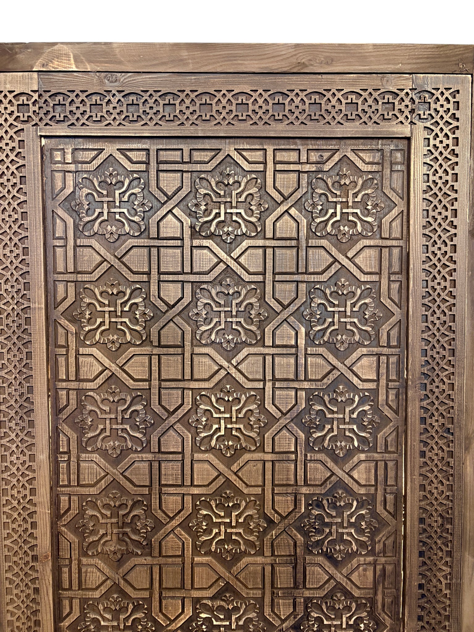 Antique Hand-Carved Moroccan Door with Pointed Arch