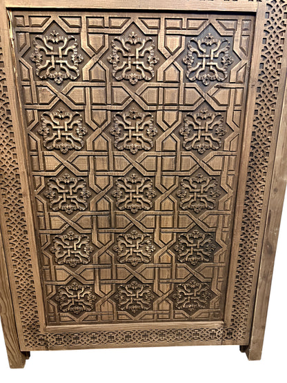 Antique Hand-Carved Moroccan Door with Pointed Arch
