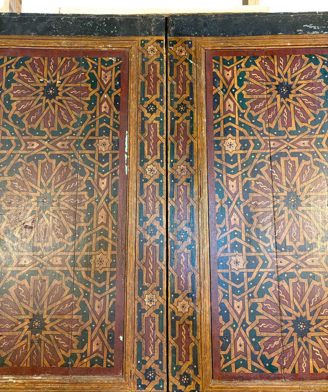 Antique Moroccan Riad Door with Bab al-Khoukha Pedestrian Door