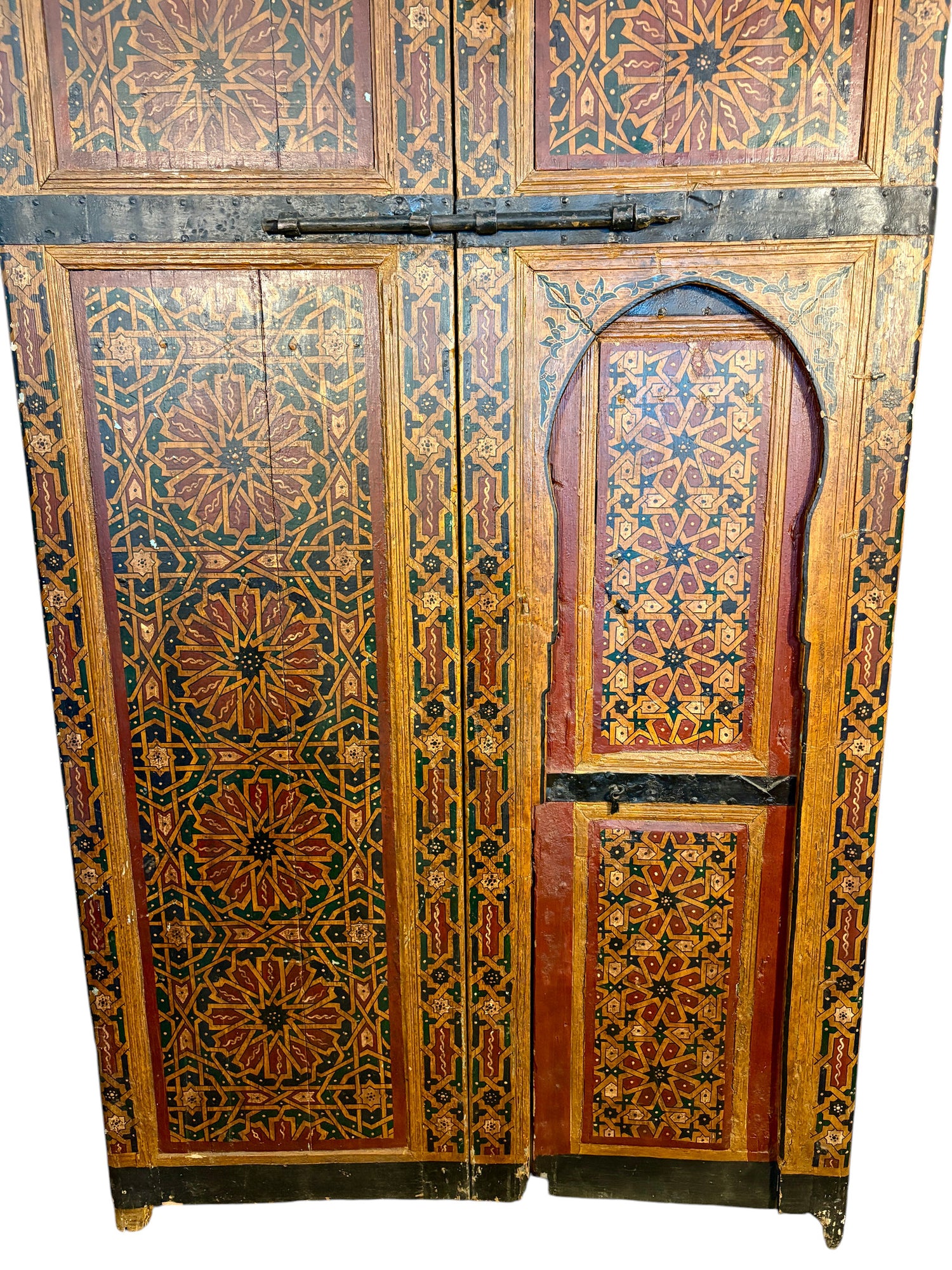 Antique Moroccan Riad Door with Bab al-Khoukha Pedestrian Door