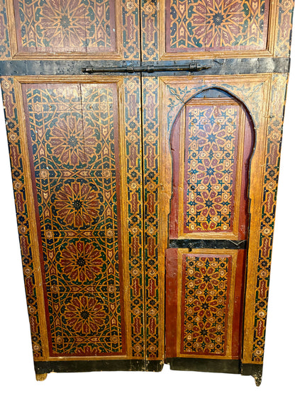 Antique Moroccan Riad Door with Bab al-Khoukha Pedestrian Door