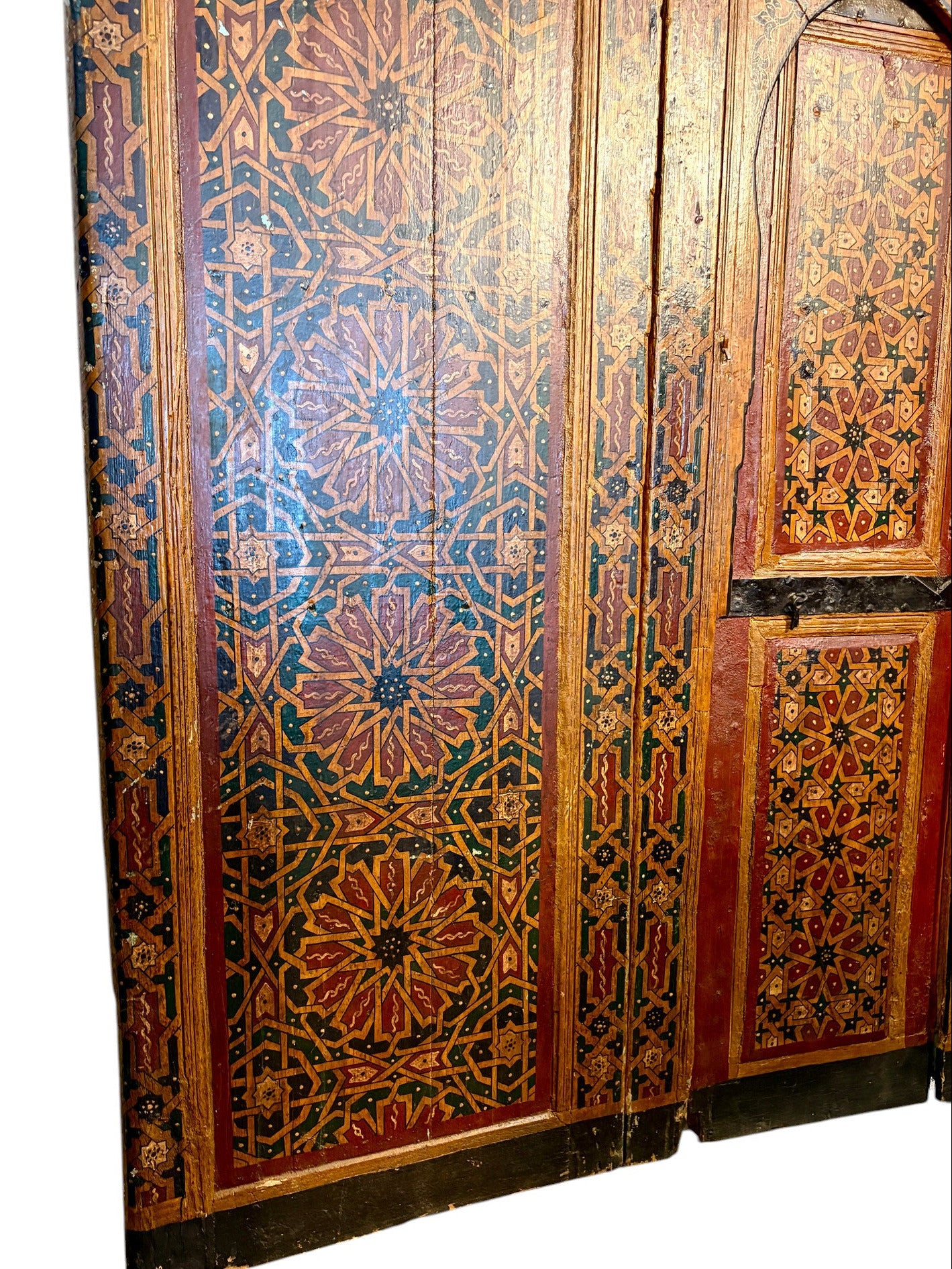 Antique Moroccan Riad Door with Bab al-Khoukha Pedestrian Door