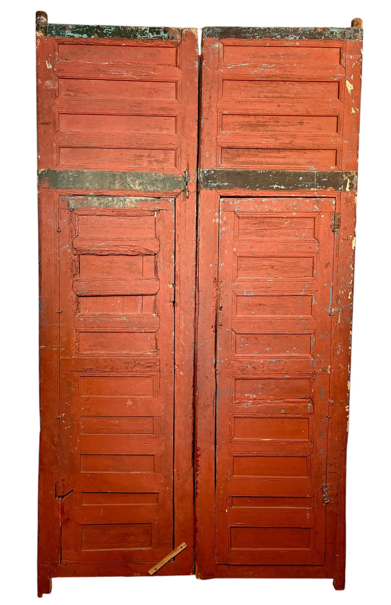 Antique Moroccan Riad Door with Twin Painted Mihrab Arches