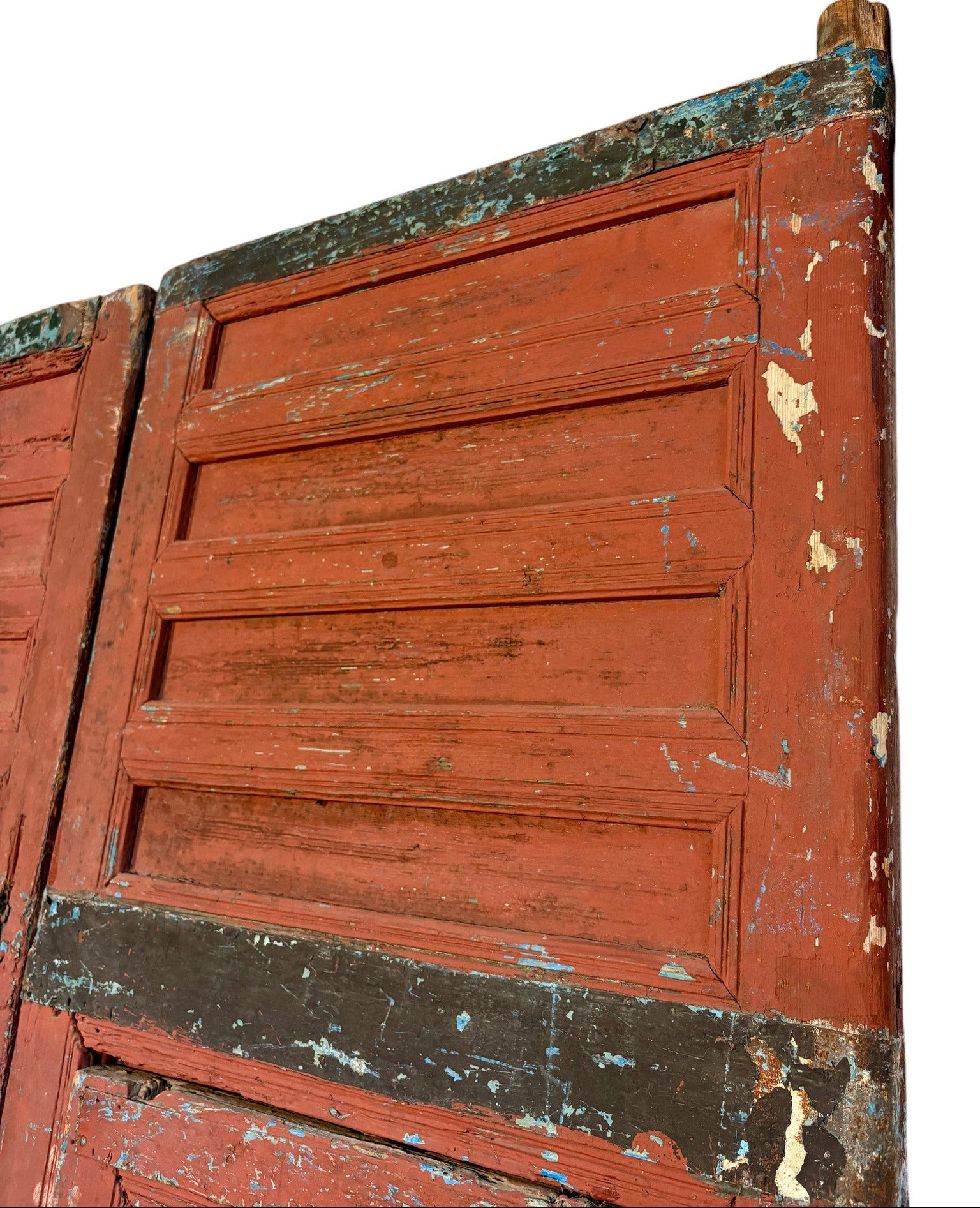 Antique Moroccan Riad Door with Twin Painted Mihrab Arches