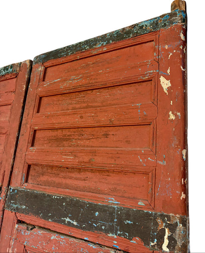 Antique Moroccan Riad Door with Twin Painted Mihrab Arches