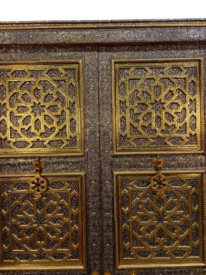 Moroccan Brass and Silver Metal-Clad Double Doors