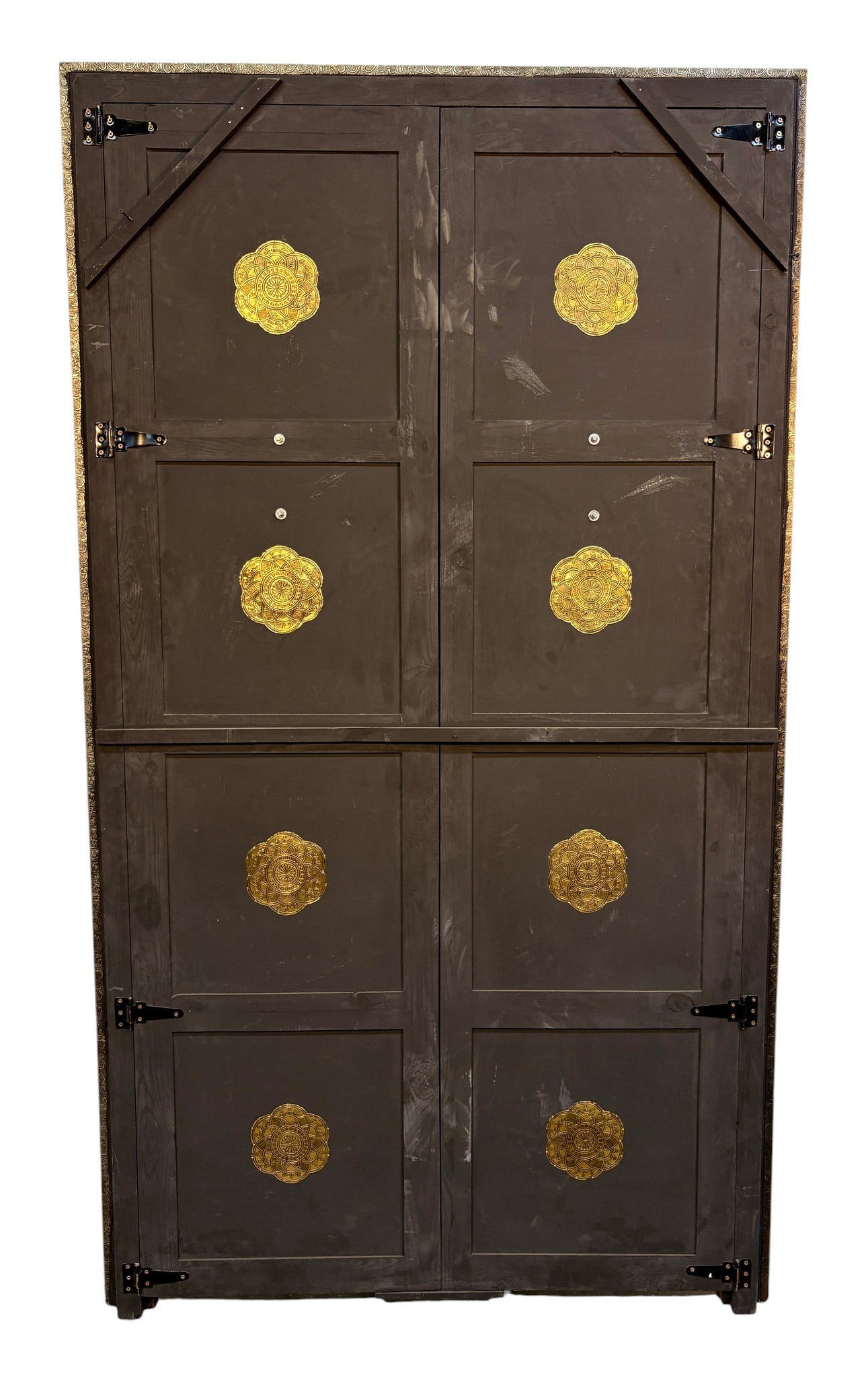 Moroccan Brass and Silver Metal-Clad Double Doors