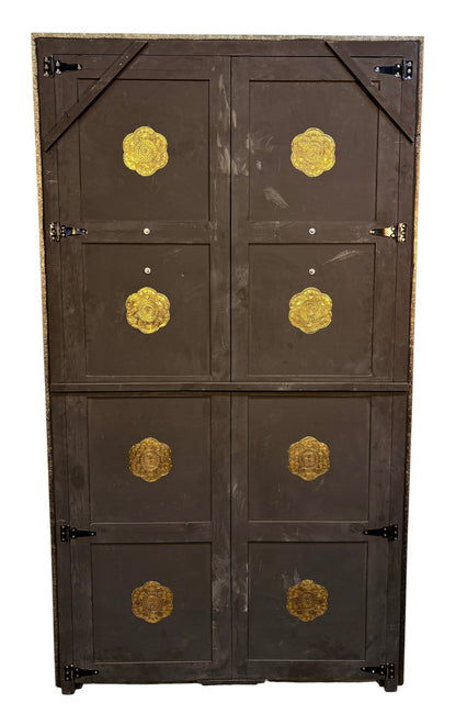 Moroccan Brass and Silver Metal-Clad Double Doors