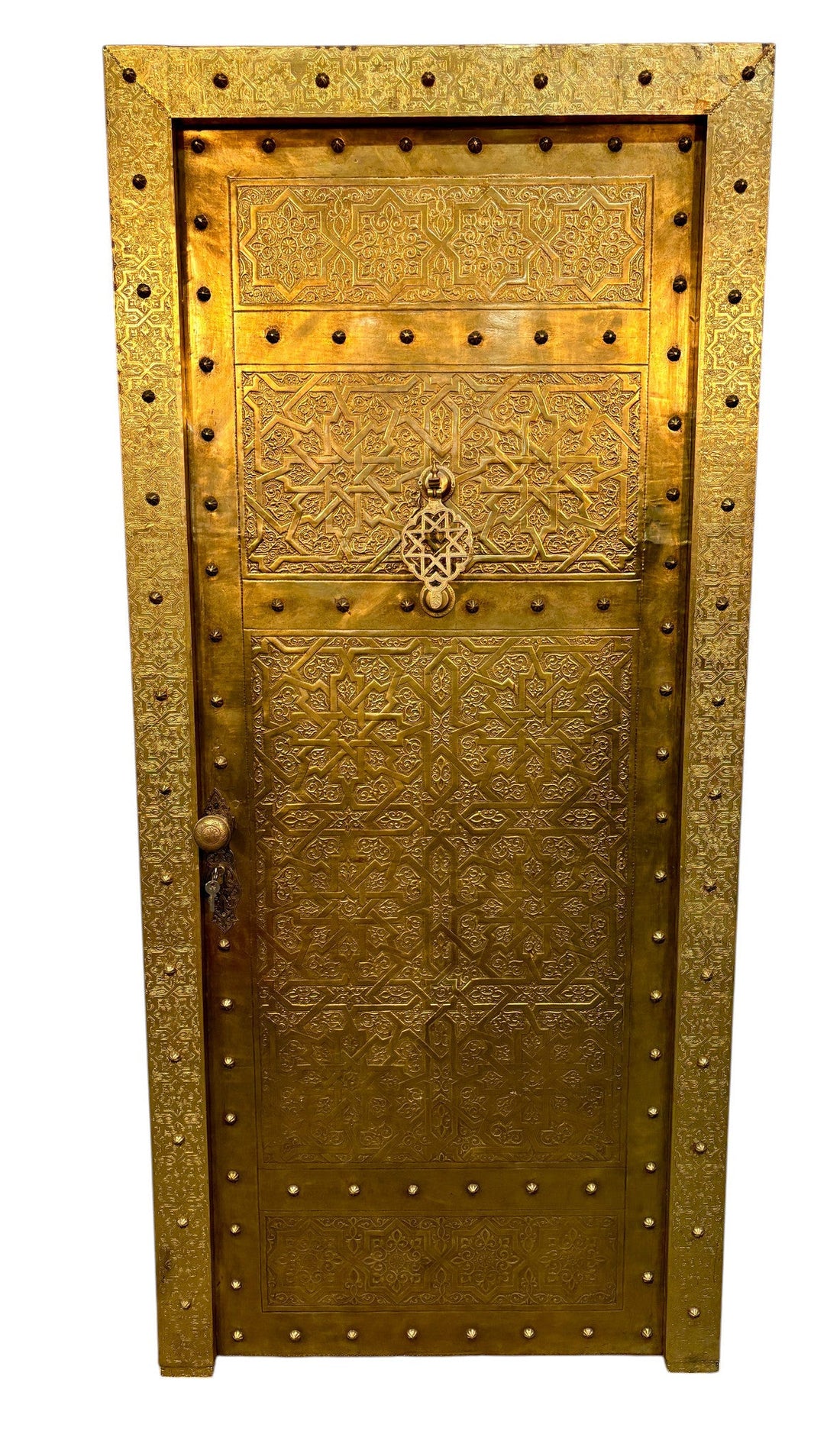Solid Brass Door with Hand-Hammered Geometric Tooling