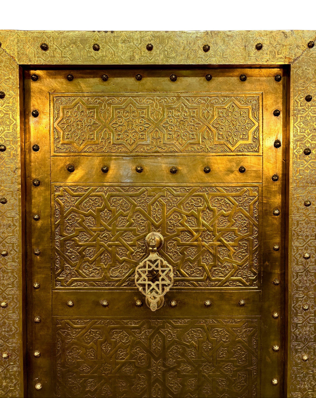 Solid Brass Door with Hand-Hammered Geometric Tooling
