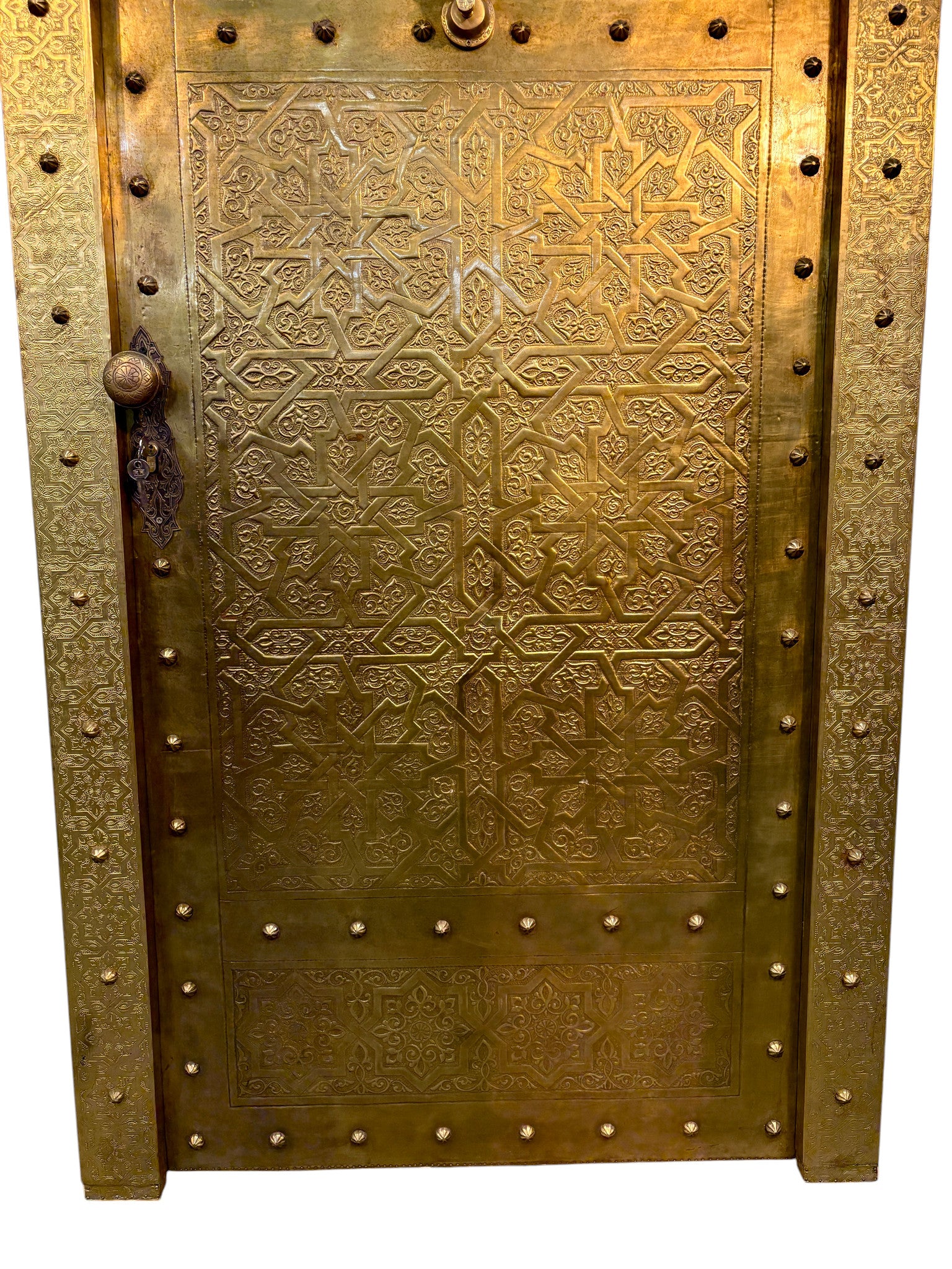 Solid Brass Door with Hand-Hammered Geometric Tooling