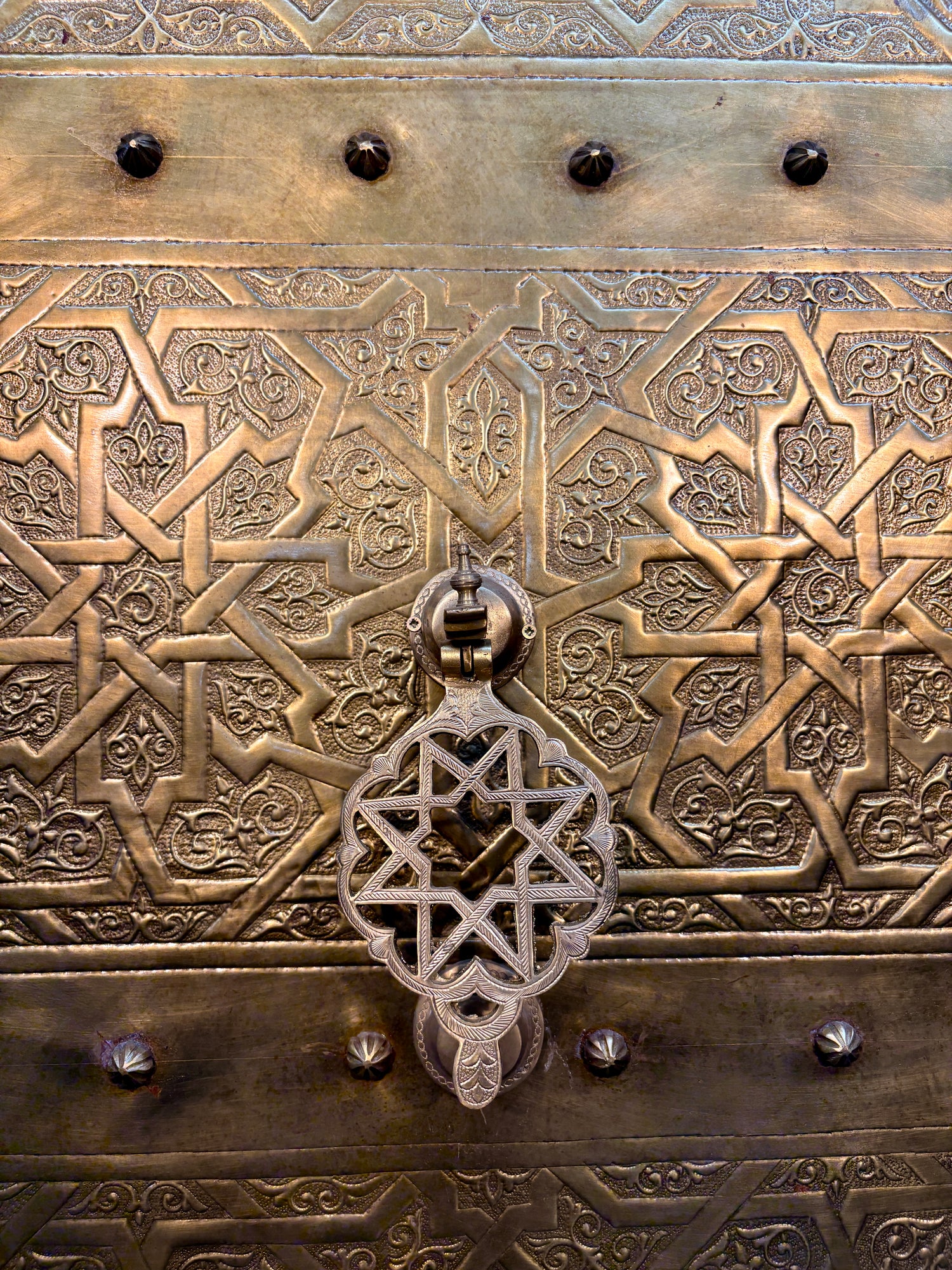 Solid Brass Door with Hand-Hammered Geometric Tooling