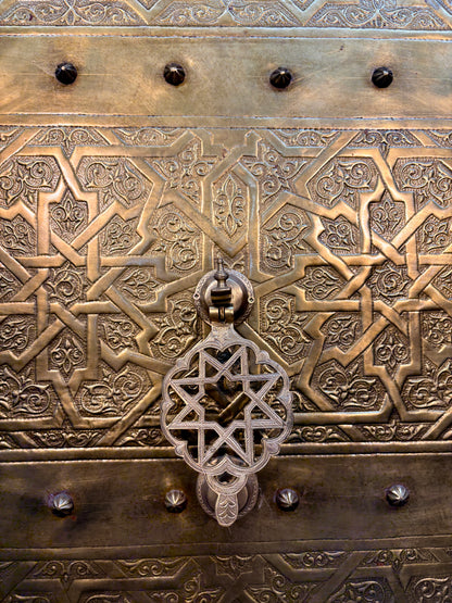 Solid Brass Door with Hand-Hammered Geometric Tooling