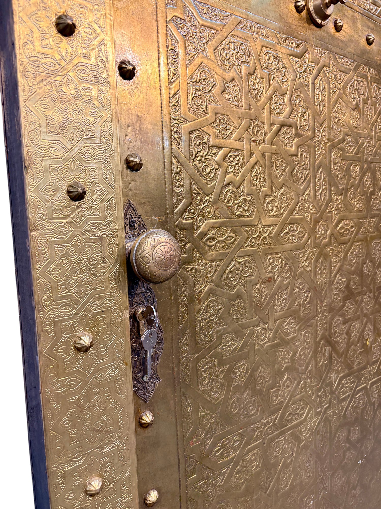Solid Brass Door with Hand-Hammered Geometric Tooling