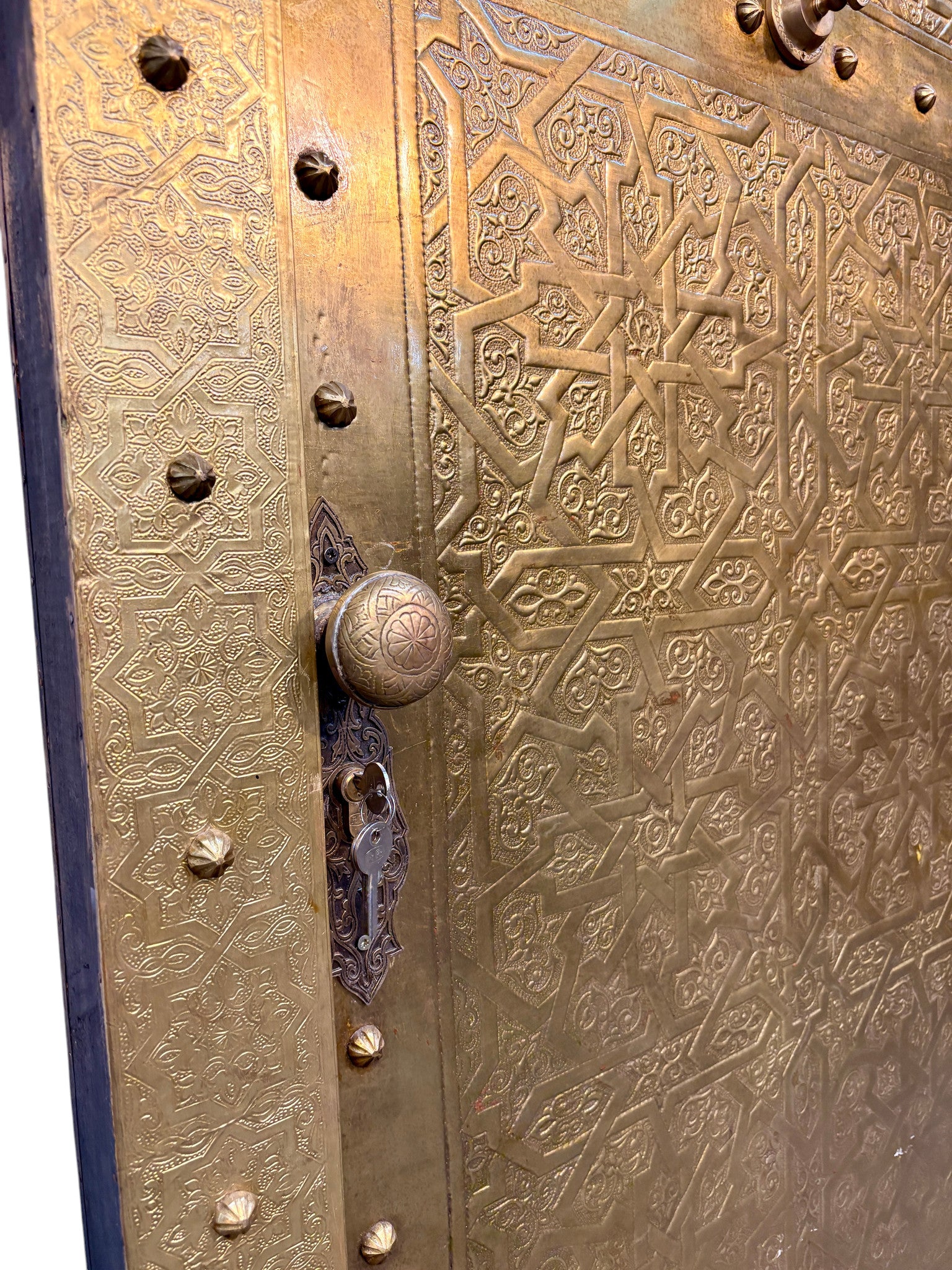 Solid Brass Door with Hand-Hammered Geometric Tooling