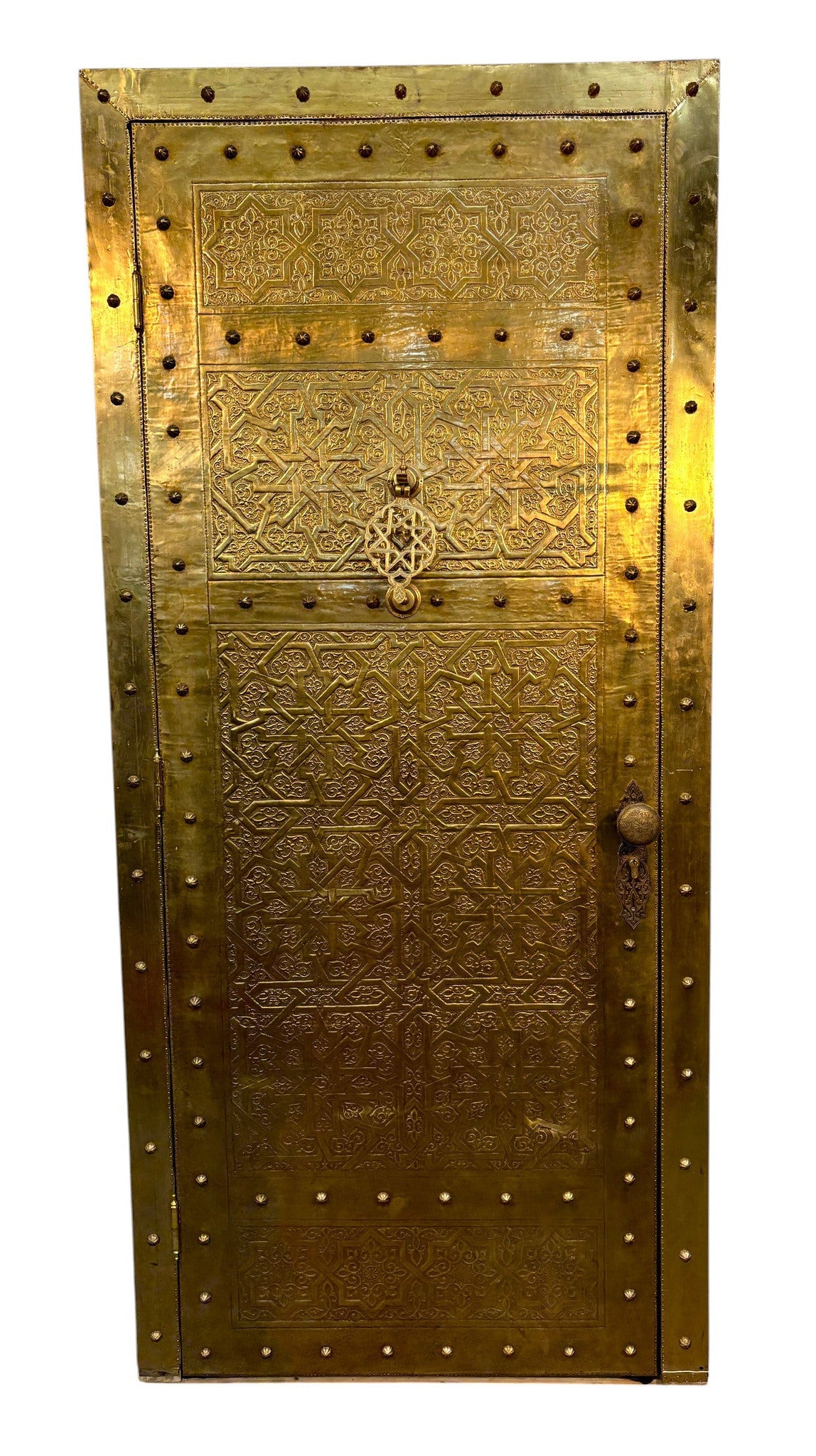 Solid Brass Door with Hand-Hammered Geometric Tooling