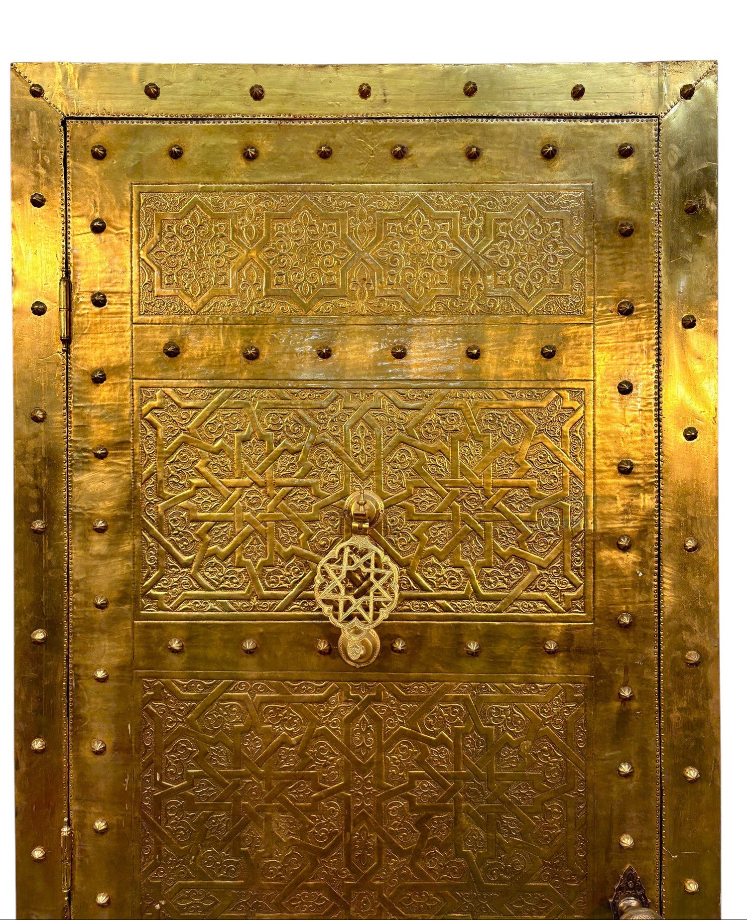 Solid Brass Door with Hand-Hammered Geometric Tooling
