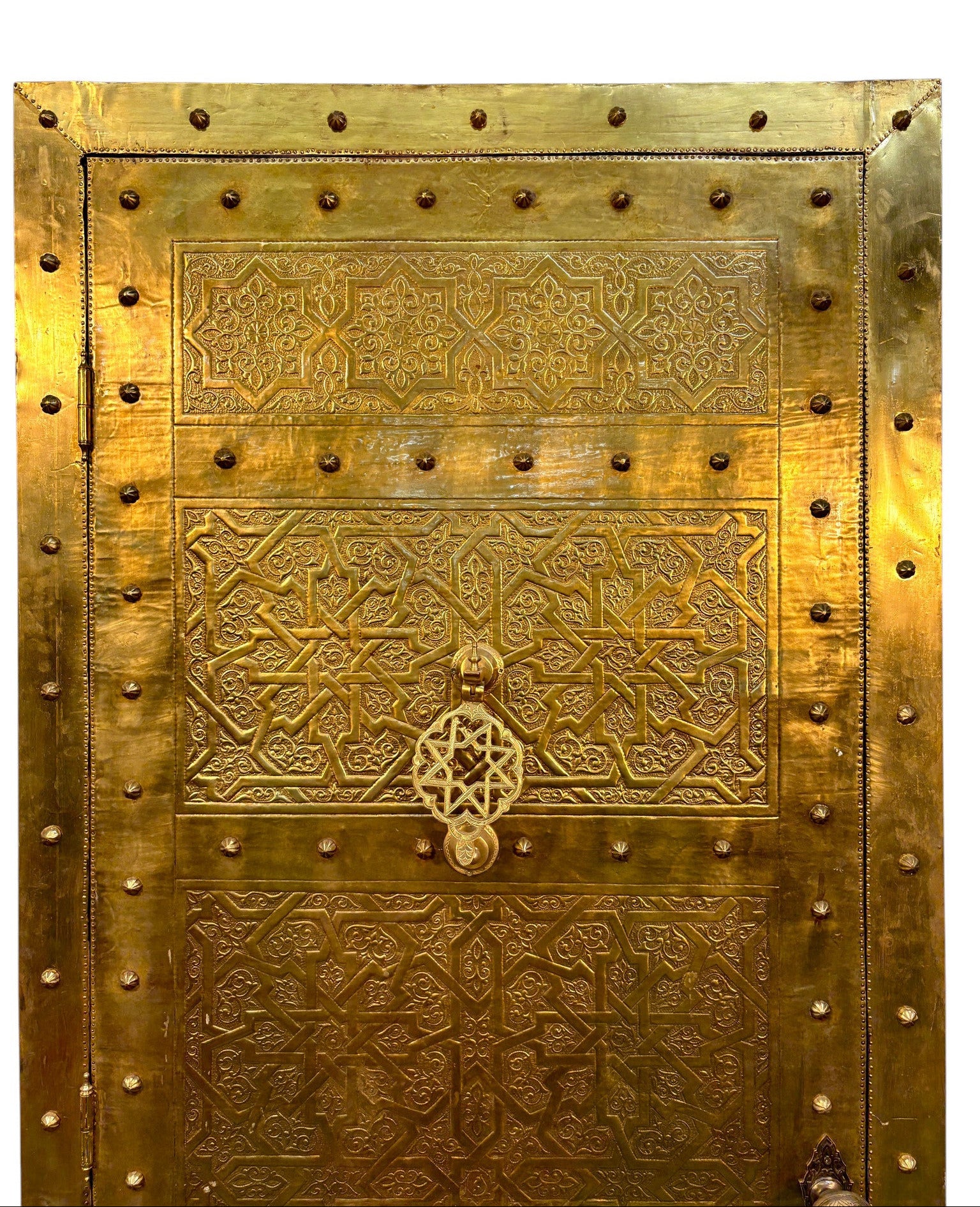 Solid Brass Door with Hand-Hammered Geometric Tooling