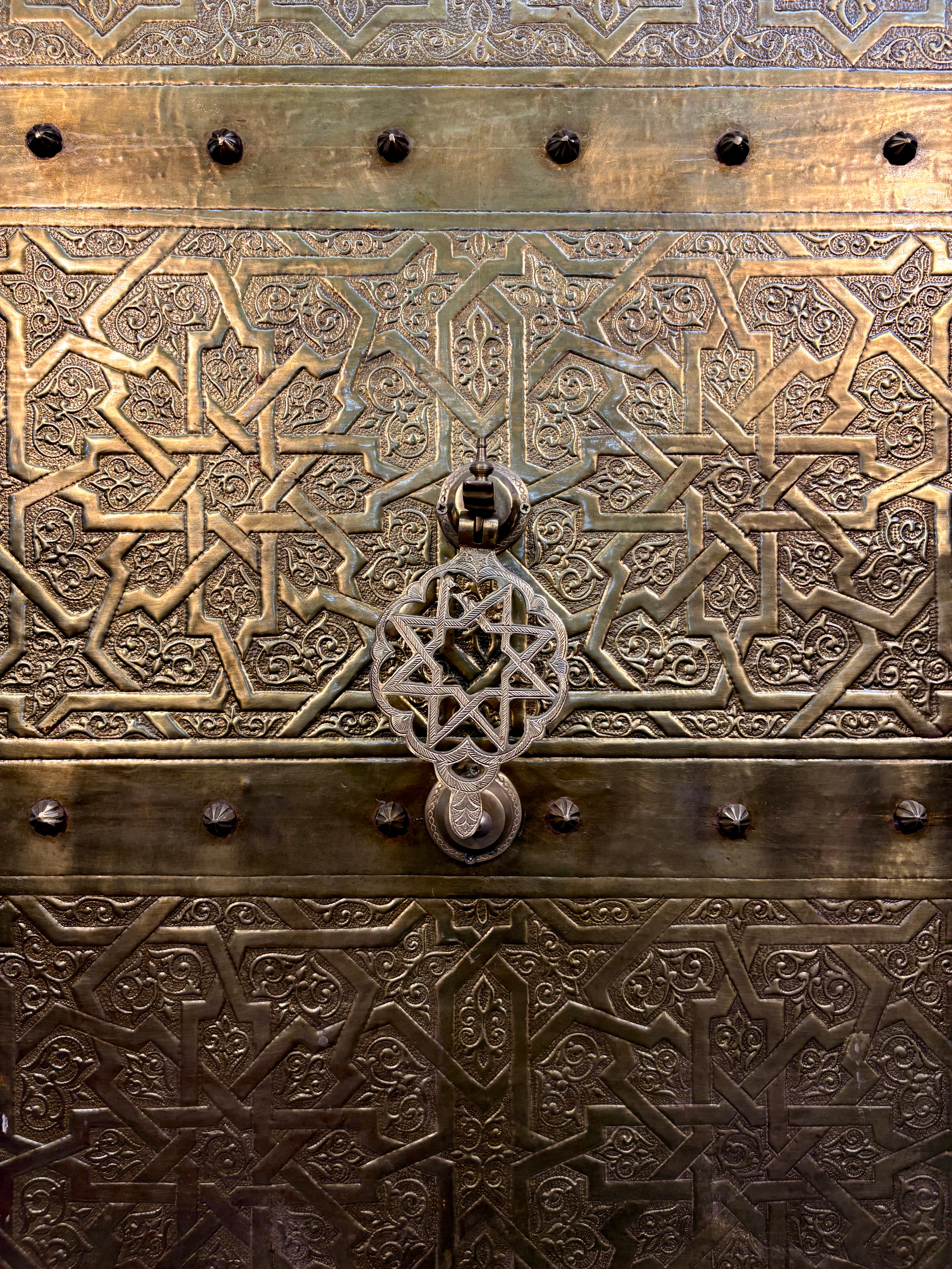 Solid Brass Door with Hand-Hammered Geometric Tooling
