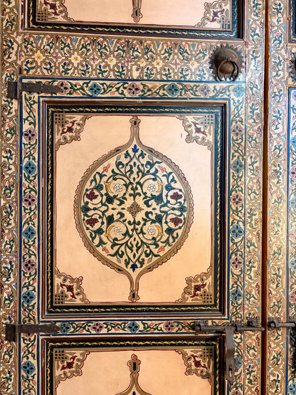 Antique Hand-Painted Moroccan Zouak Double Doors with Pendant Medallions