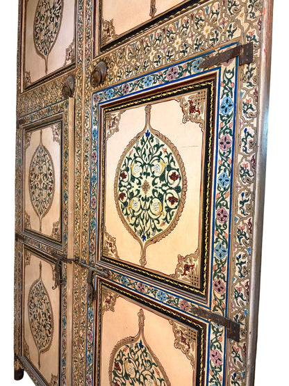 Antique Hand-Painted Moroccan Zouak Double Doors with Pendant Medallions