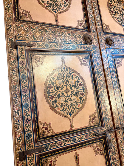 Antique Hand-Painted Moroccan Zouak Double Doors with Pendant Medallions