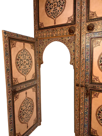 Antique Hand-Painted Moroccan Zouak Double Doors with Pendant Medallions