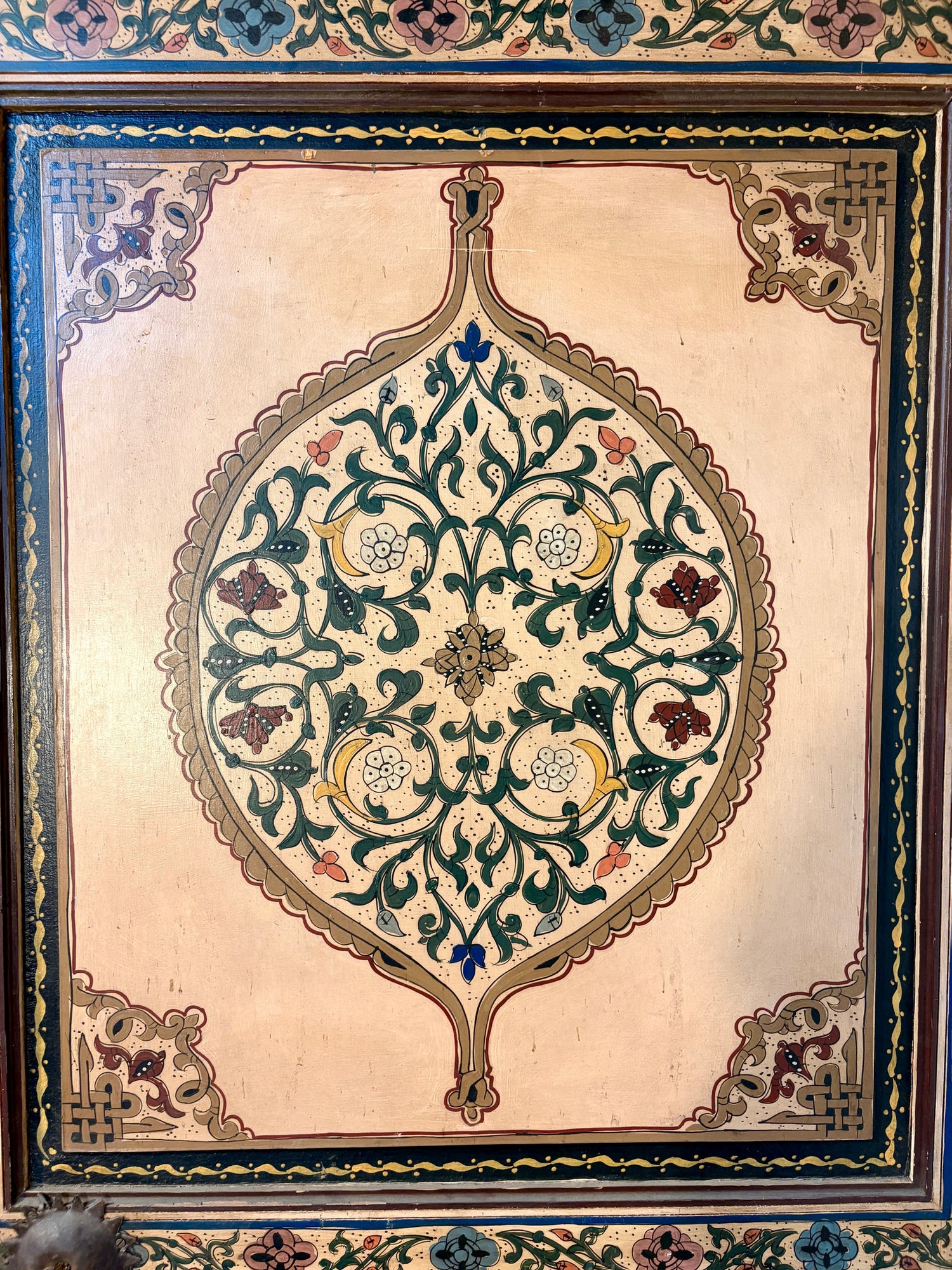 Antique Hand-Painted Moroccan Zouak Double Doors with Pendant Medallions