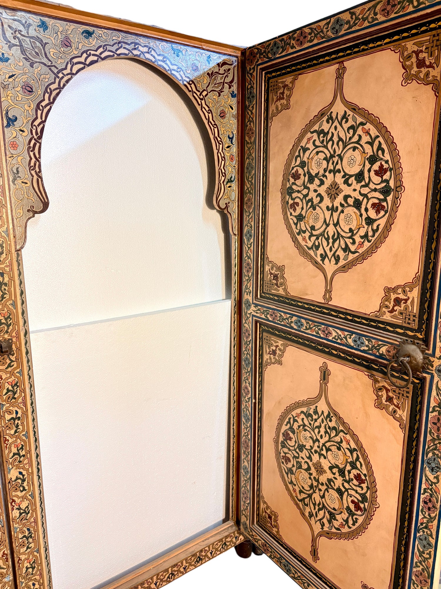 Antique Hand-Painted Moroccan Zouak Double Doors with Pendant Medallions