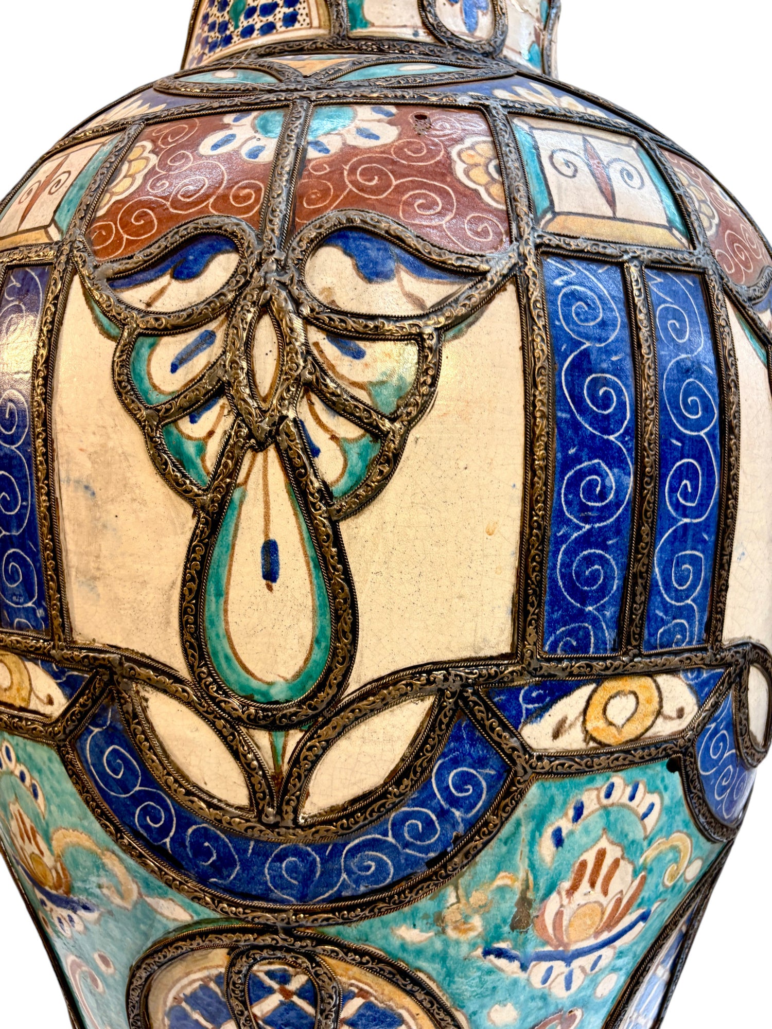 Fassi Hand-Painted Ceramic Urn with Silver Filigree