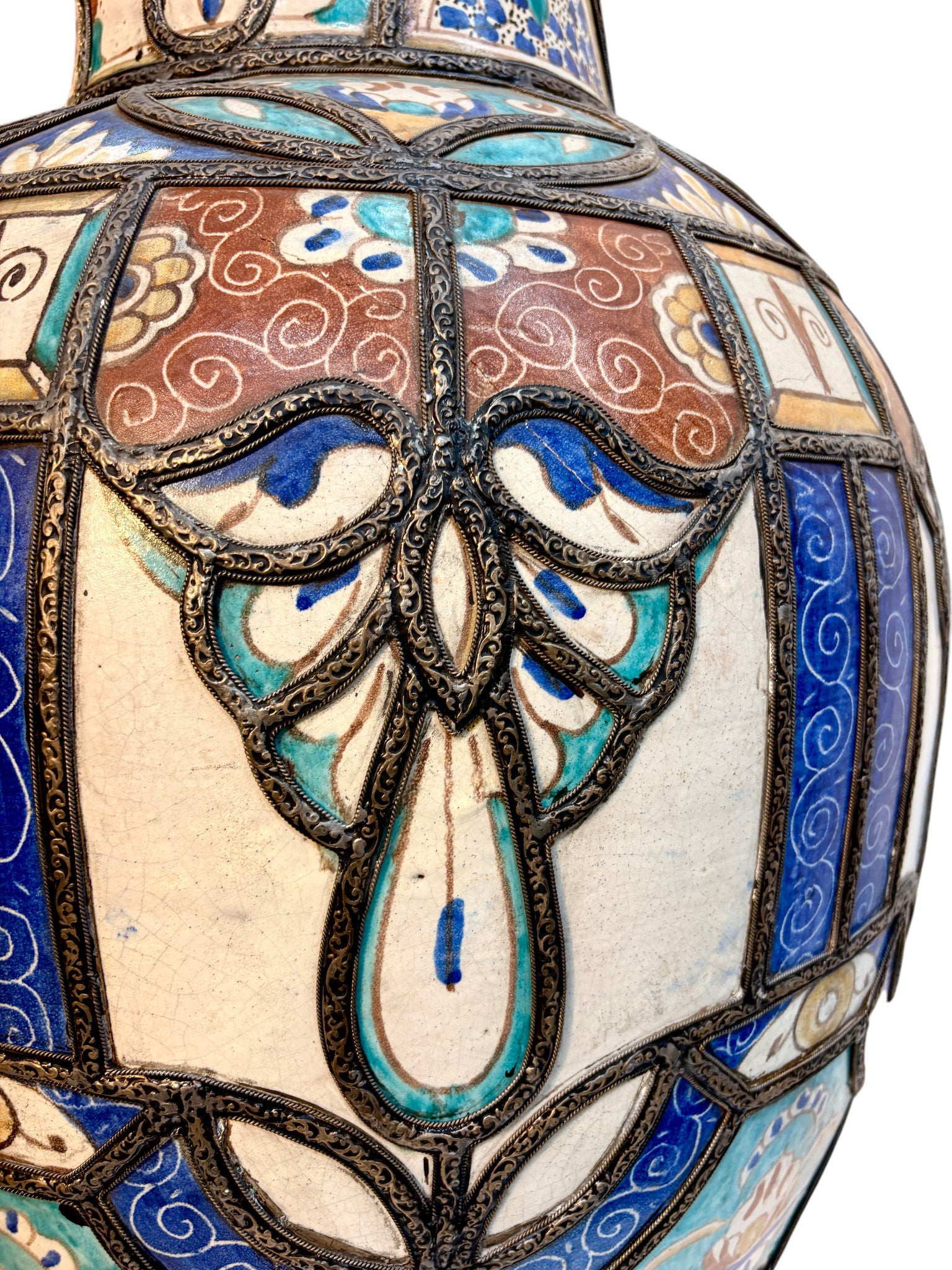 Fassi Hand-Painted Ceramic Urn with Silver Filigree