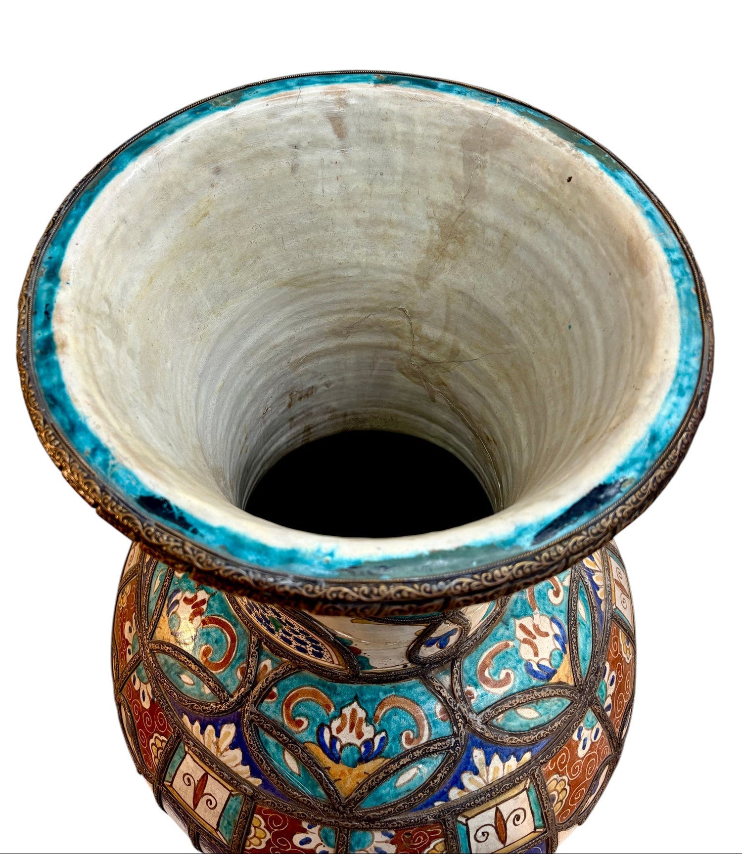 Fassi Hand-Painted Ceramic Urn with Silver Filigree