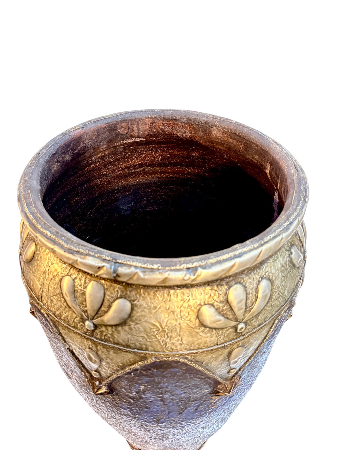 Cobalt Blue Glazed Urn with Brass and Silver Metalwork