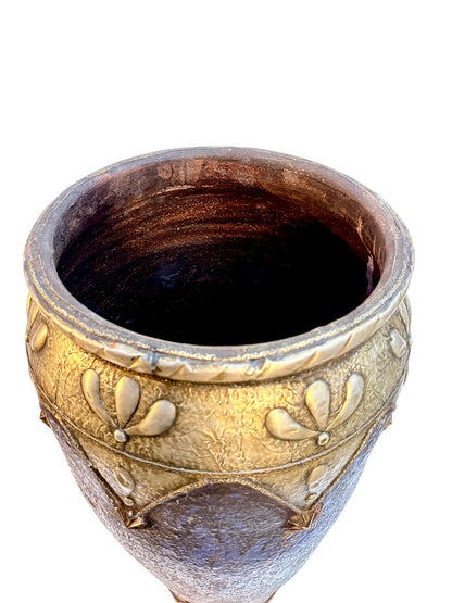 Cobalt Blue Glazed Urn with Brass and Silver Metalwork