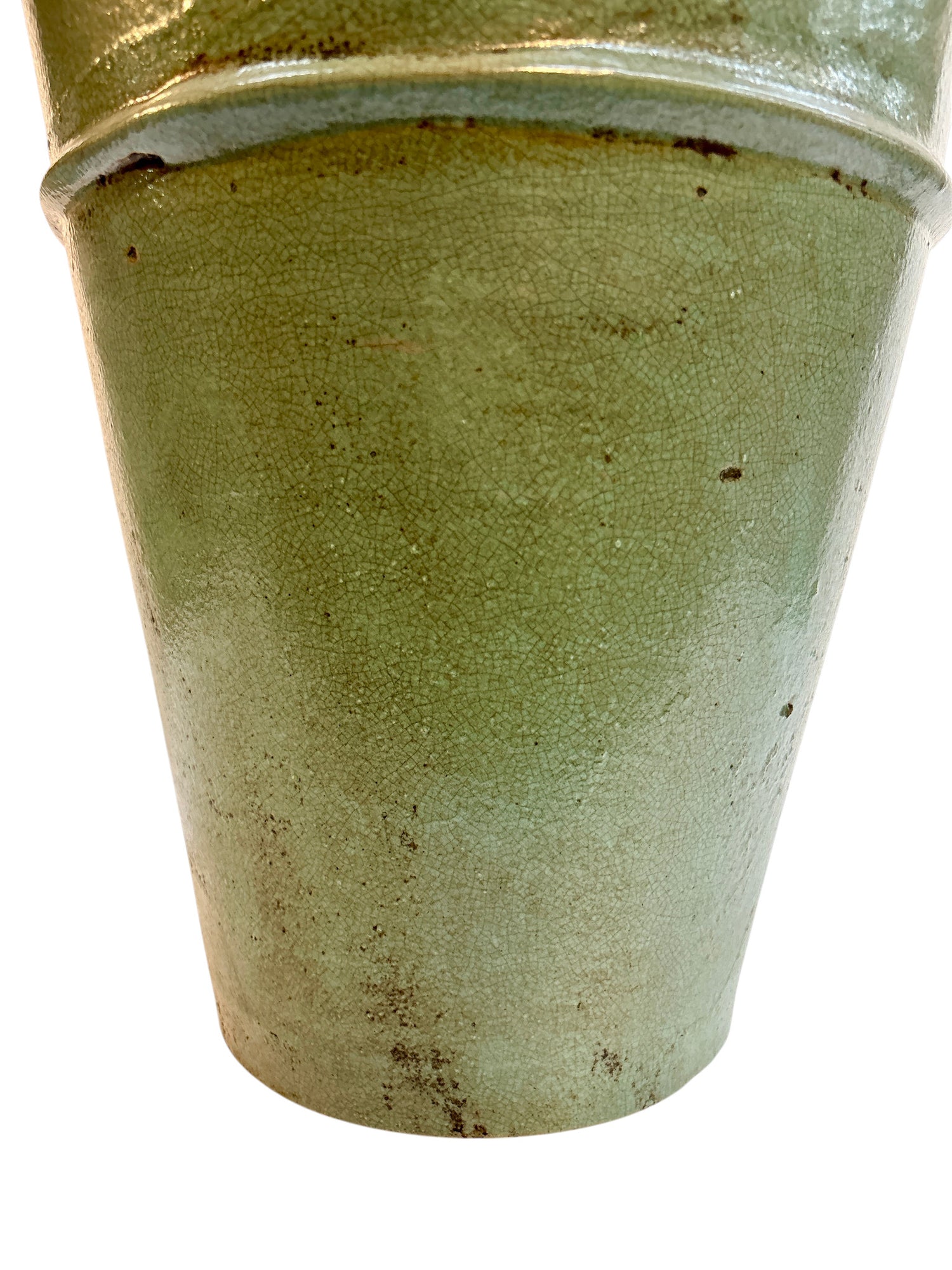Moroccan Celadon-Glazed Lidded Storage Jar with Stub Handles