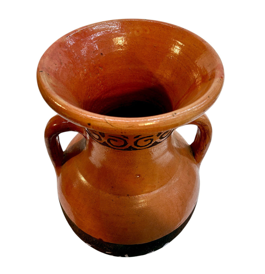 Moroccan Terracotta Amphora Vase with Arabic Calligraphy Band and Scroll Neck