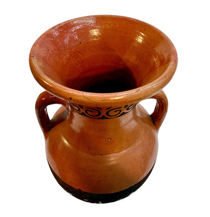 Moroccan Terracotta Amphora Vase with Arabic Calligraphy Band and Scroll Neck