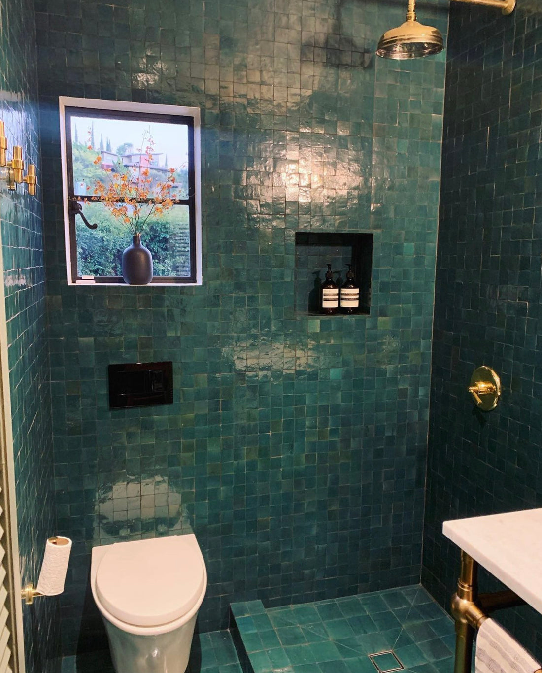 2x2 Dark Teal Zellige Mosaic Tile