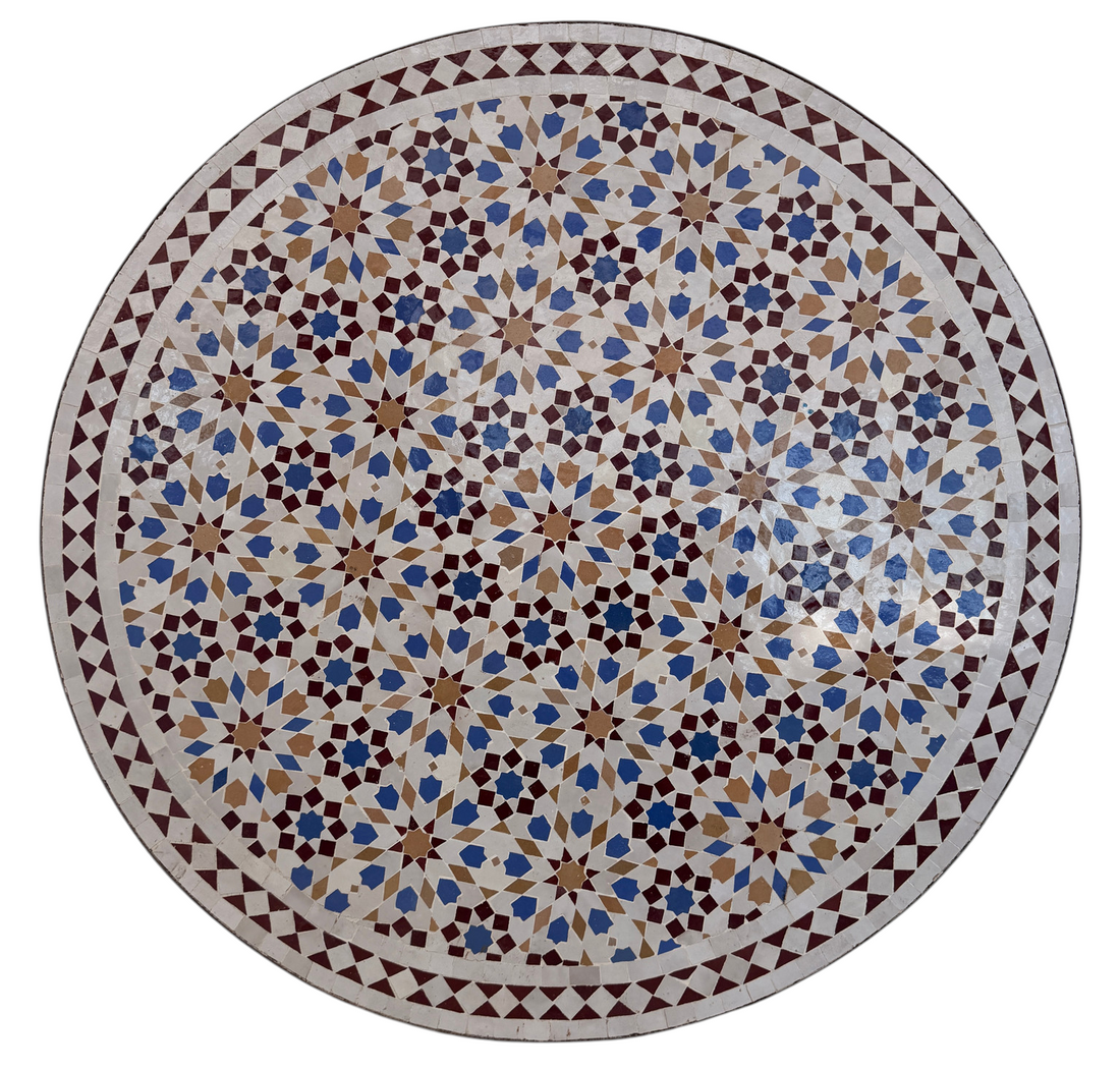 36" Multi Blue Zellige Mosaic Table Top