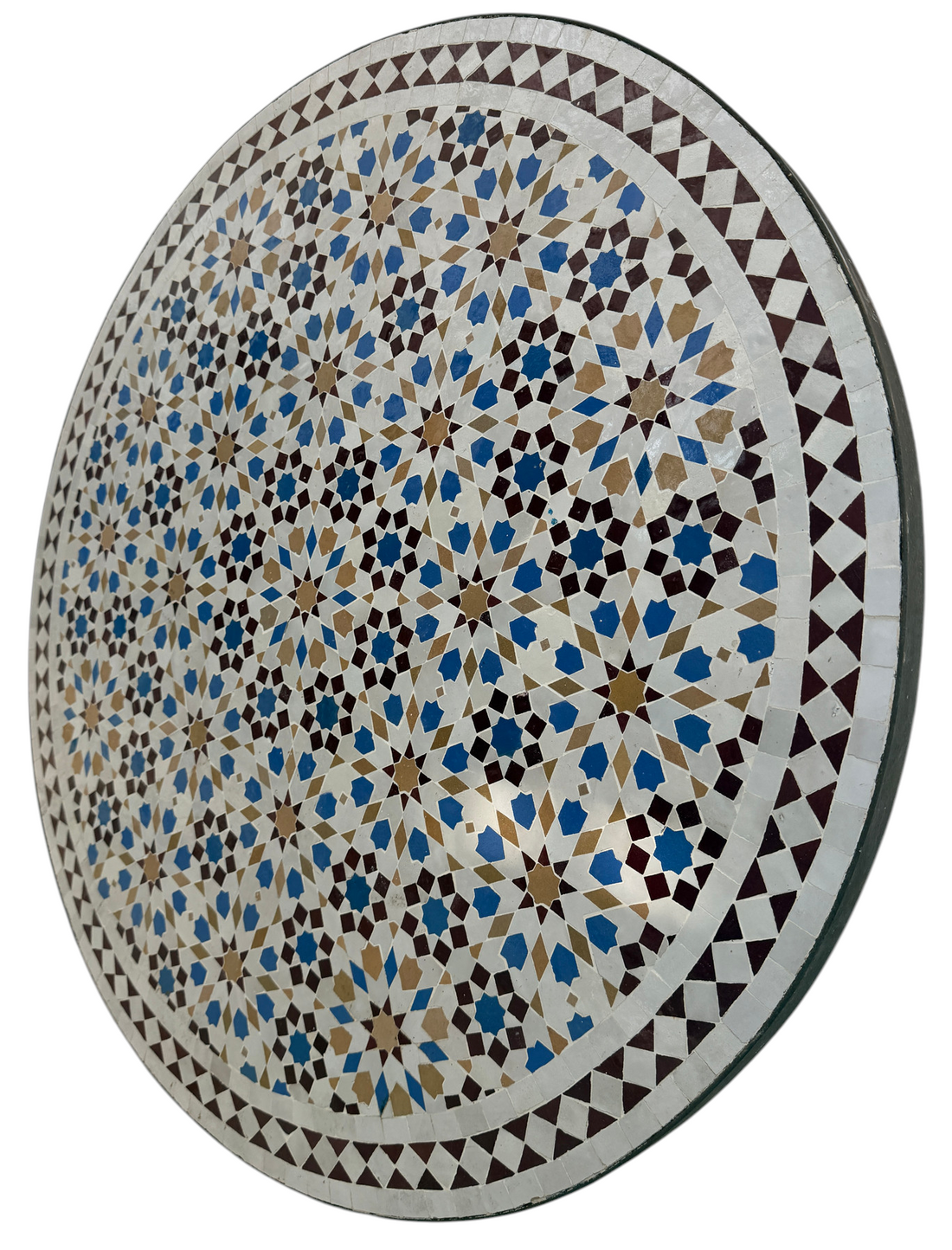 36" Multi Blue Zellige Mosaic Table Top