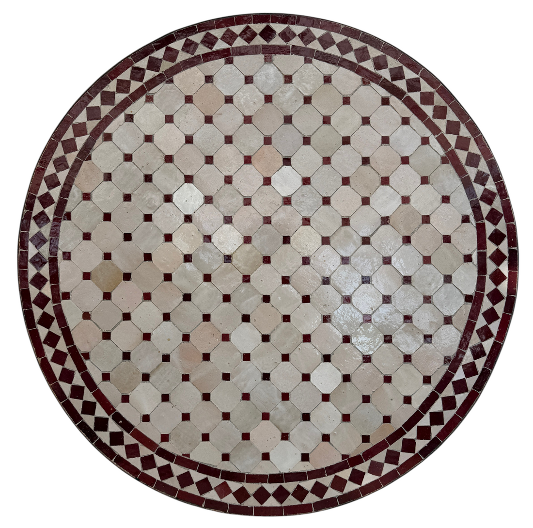 36" Multi Beige Zellige Mosaic Table Top