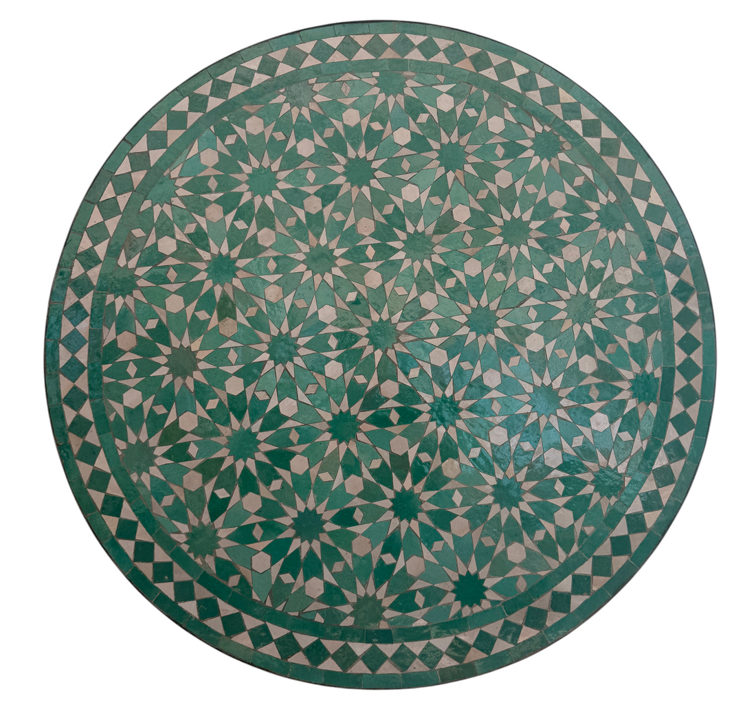 36" Aqua Zellige Mosaic Table Top