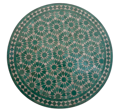 36" Aqua Zellige Mosaic Table Top