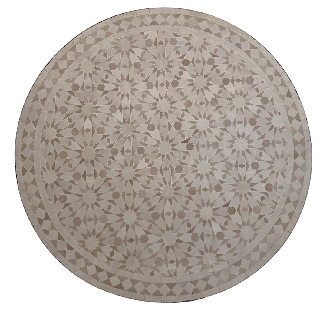36" Beige Zellige Mosaic Table Top