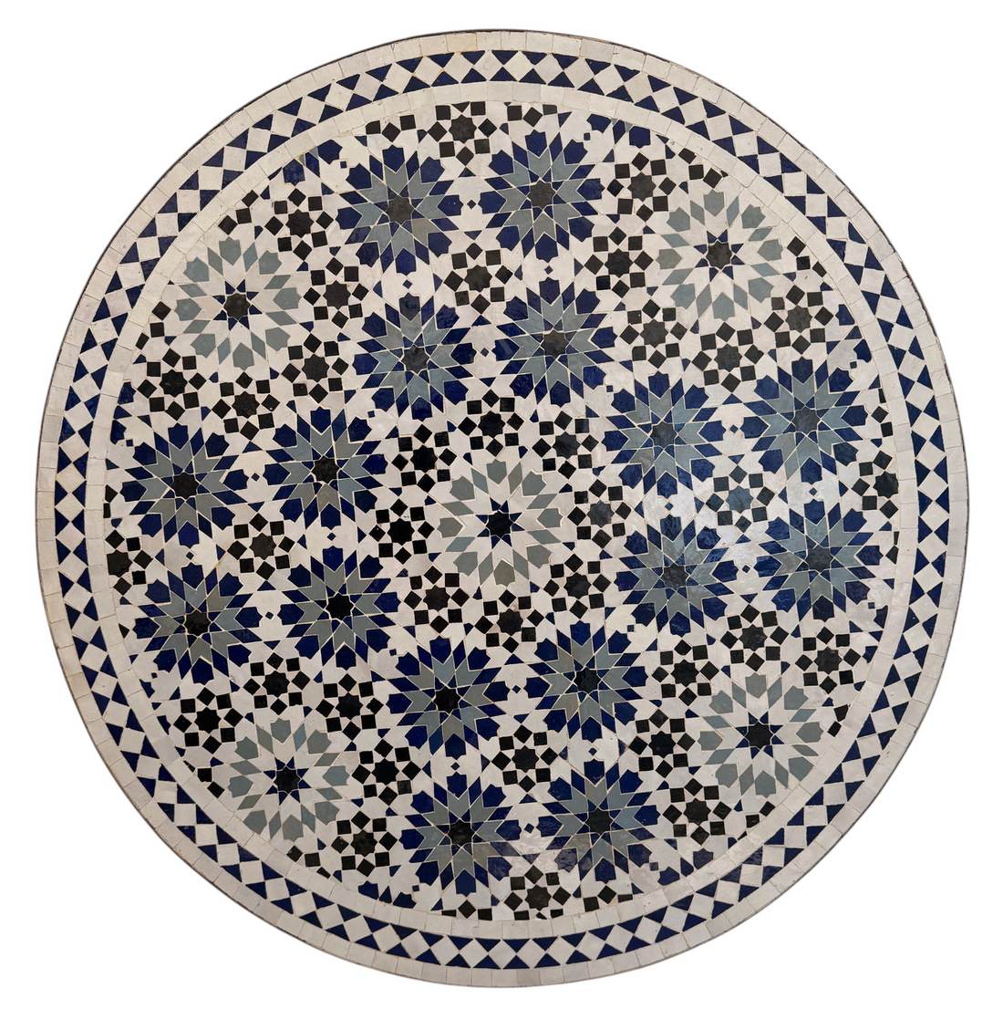36" Navy Zellige Mosaic Table Top