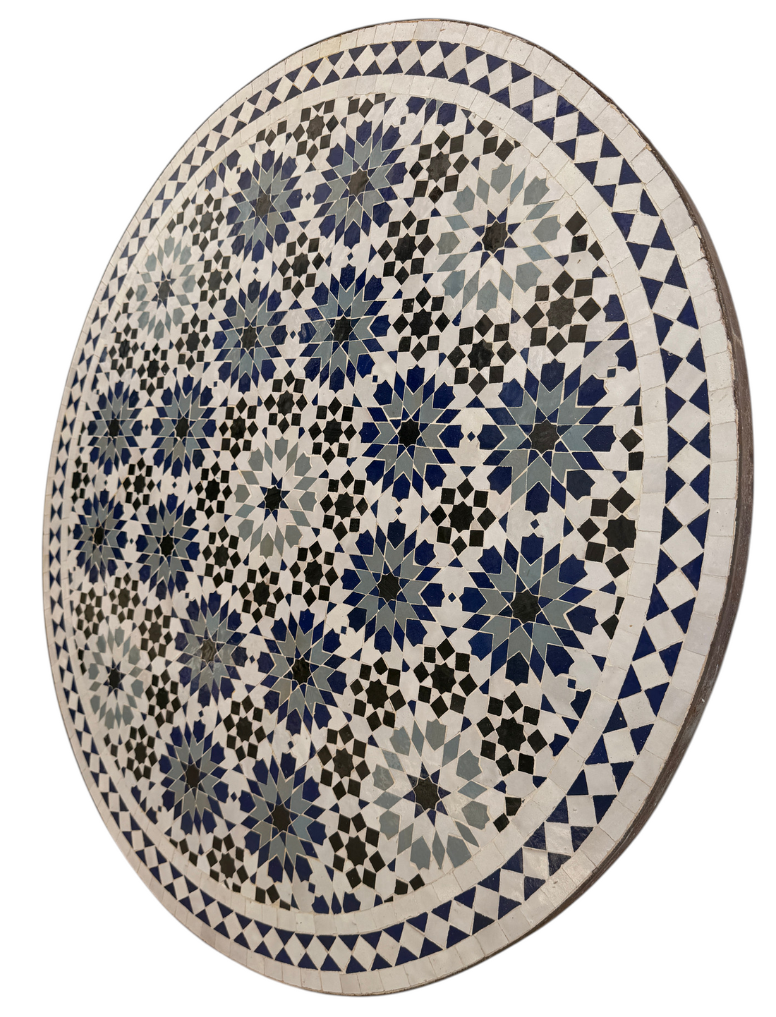 36" Navy Zellige Mosaic Table Top