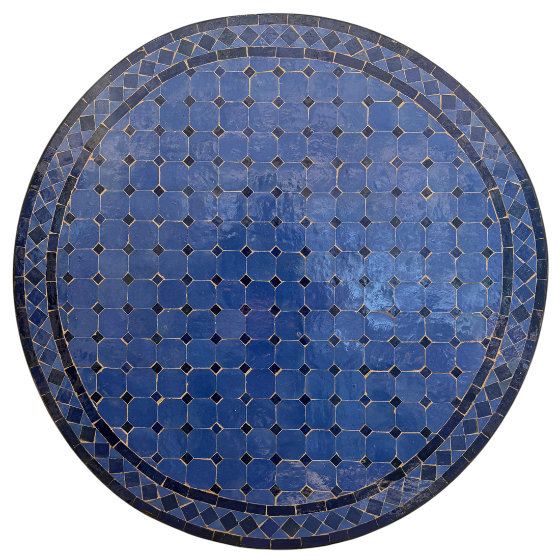 36" Multi Blue Zellige Mosaic Table Top