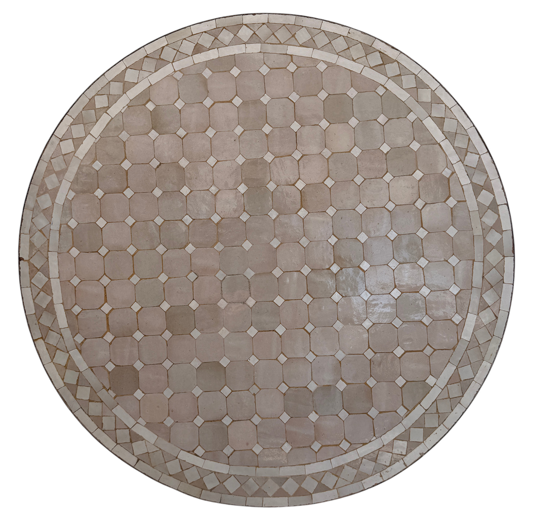 36" Beige Zellige Mosaic Table Top
