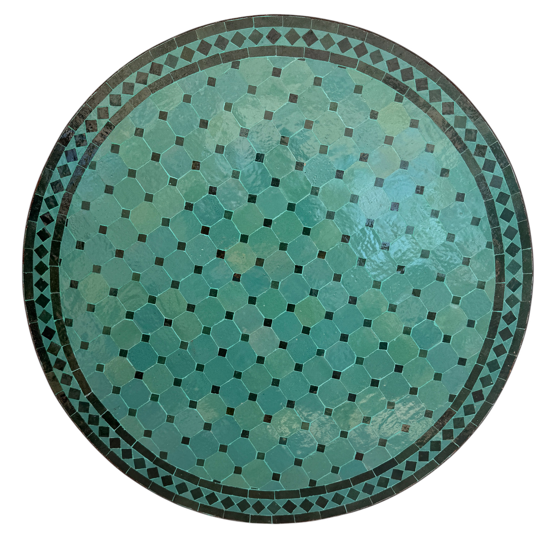 36" Multi Aqua Zellige Mosaic Table Top