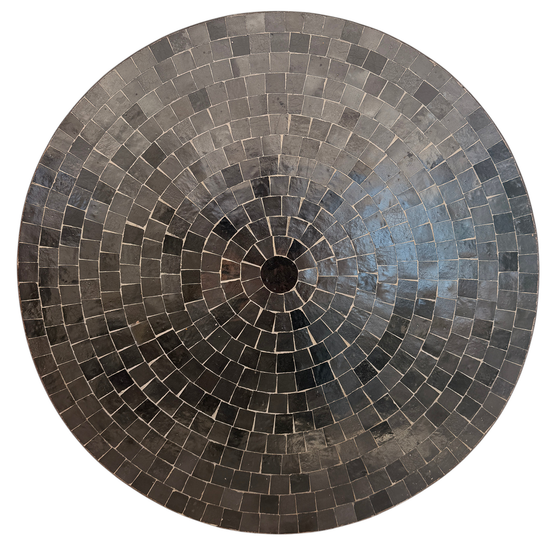 36" Noir Zellige Mosaic Table Top